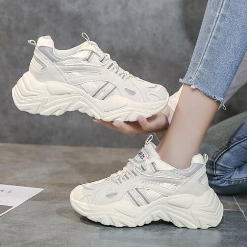 Women Platform Chunky Sneakers Fashion Lace Up Casual Shoes Woman Tennis Basket Female Autumn Vulcanized Shoes Zapatos Mujerfg