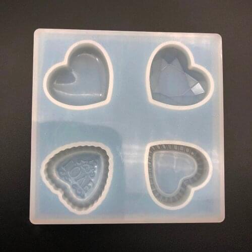 1pcs Transparent Four Style Heart Epoxy Resin Crafts Silicone DIY Mold Handmade Jewelry Pendant Necklace Making Decoration