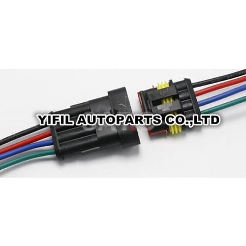 10sets/lot Tyco Superseal AMP 1.5 Kit 4 Pin/Way Male Female Auto Sealed Connector Plug With Cable Pigtail 282106-1 282088-1
