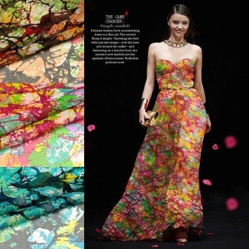 135cm wide 6mm abstract beautiful print silk chiffon fabric for dress shirt clothes 3 colors available