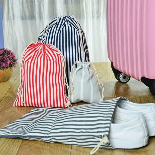 2pcs Striped Print Storage Bag Portable Clothes And Shoes Home Sundries Organizer Travel Toys Earphone Jewelry Dustproof Pouch