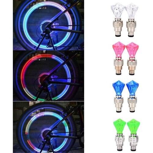 2PCS Valve Stem Lights LED Bike Mountain Road Bike Bicycle Lights LEDS Tyre Tire Valve Caps Wheel Spokes LED Light