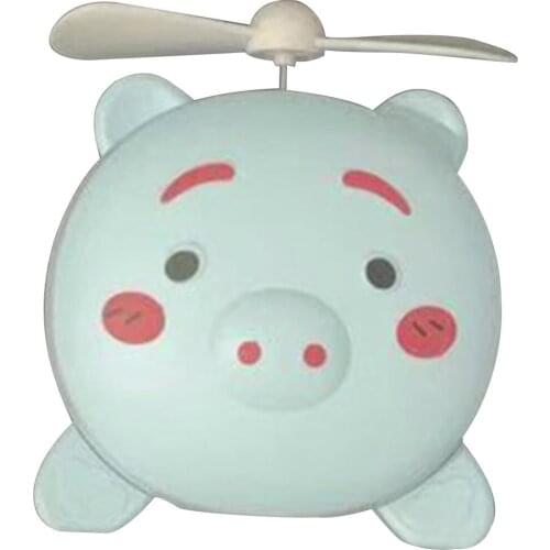 2 in 1 Cute Piggy Mini Cosmetic Fan LED Mirror Light Pig Handheld Portable Makeup Hand Mirror General Purpose USB Rechargeable