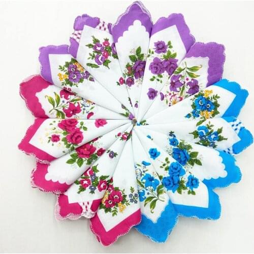 20 pcs Lot Women Mens Vintage Cotton Quadrate Hankies Floral Handkerchief Decor random color pattern 2020