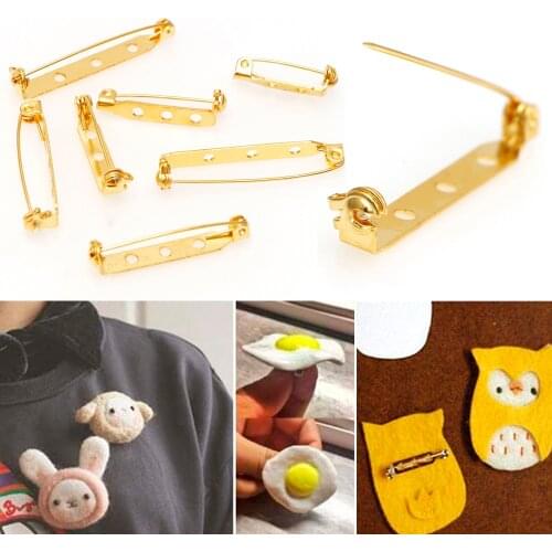 20pcs 20/25/32/38/mm Safety pin brass rotating lock brooch badge brooch with hole pins Brooch Base Metal Pins