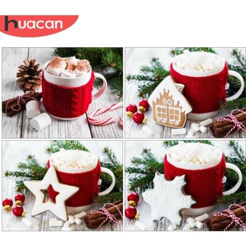 HUACAN Full Square/Round Diamond Painting Christmas Cup Diamond Embroidery Cookie Mosaic living room decoration