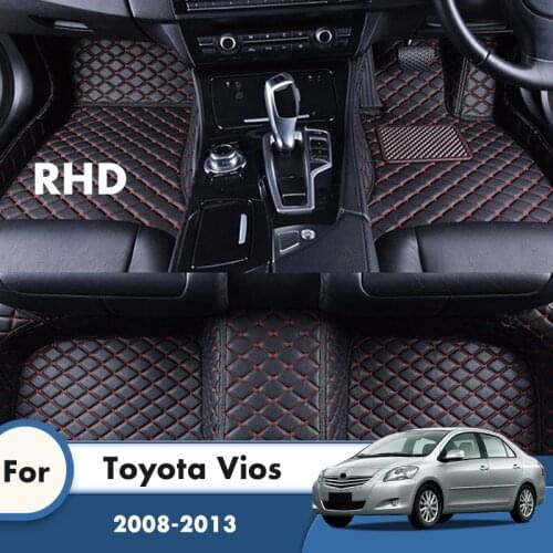 RHD Car Floor Mats For Toyota Vios 2013 2012 2011 2010 2009 2008 Leather Styling Custom Car Accessories Decoration Foot Pads Rug