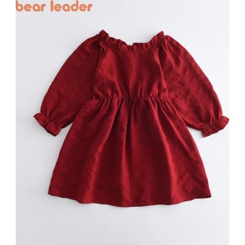 Bear Leader Princess Fashion Girls Dresses 2021 New Kids Girl Pleat Casual Costumes Children Party Cute Solid Vestidos For 3-7Y