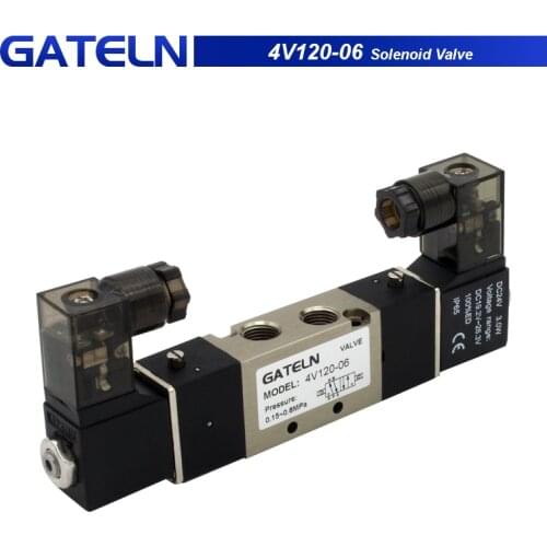 Free Shipping 4V120-06 5 way 2 Postion Solenoid Valves DC12V DC24V AC110V AC220V Pneumatic Air Solenoid Valve
