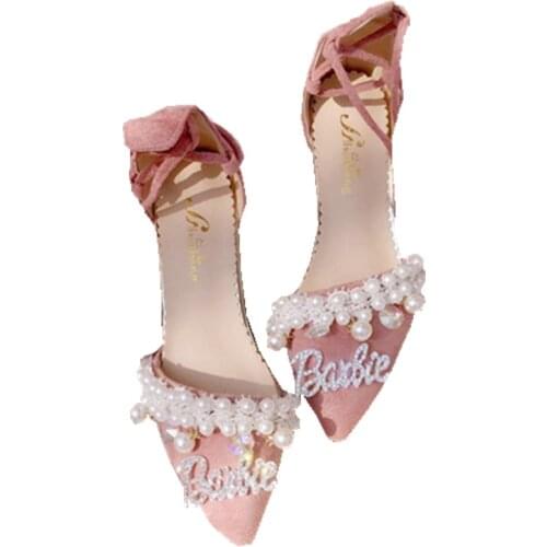 Pink pointed shallow mouth flat shoes summer female sandals students Korean version Vintage Sweet Lolita Shoes Victoria Kawaii