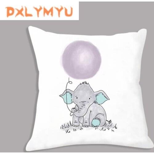 Nordic Cushion Cartoon Animals Throw Pillow Elephant Fox Print Pillowcase 45x45cm Decorative Soft Cushion for Sofa Home Decor