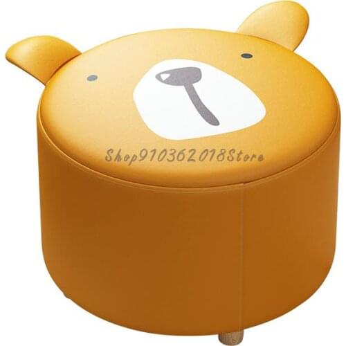 Creative Solid Wood Legs For Shoes Stool Soft Bag Cushion Home Door Net Red Lovely Round Stool Cartoon Door Shoes Stool
