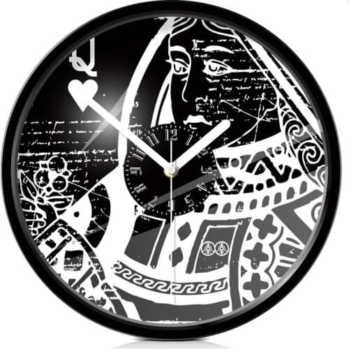 Creative Art playing card Wall Clock Classic queen pattern wall clock