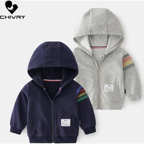 New 2021 Spring Autumn Kids Coats Jacket Boys Fashion Striped Hooded Zipper Hoodies Windbreaker Outerwear Baby Clothes Clothing