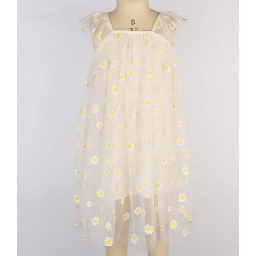 Summer Baby Girls Clothes Daisy Print White Gauzy Dress