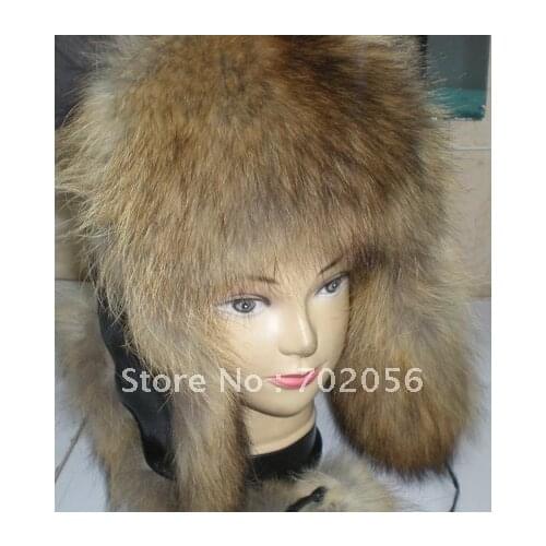 Fur Lei Feng Bomber aviator ushanka ranched fox fur hat Warm #2316