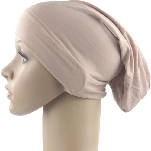Muslim Women Girls Scarf Cap Cotton Breathable Hat Womens Turban Elastic Cloth Head Cap Hat Ladies Hair Accessories Wholesale