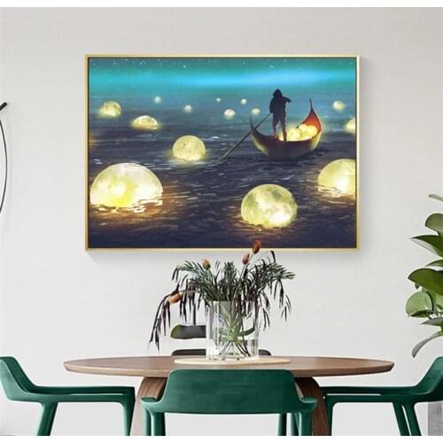 Paint By Numbers Moon Scenery Oil Painting for Adults DIY Kits Art Wall Decoration Canvas DIY HandPainted Home Decor Gift