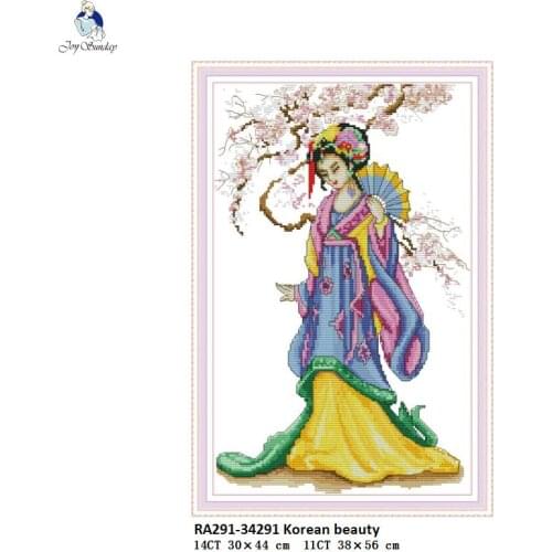 Ancient Beauty Paintings Aida Canvas Cross-stitch 11CT 14CT DIY Handwork Beginner Embroidery Set Wholesale Needlework Home Decor