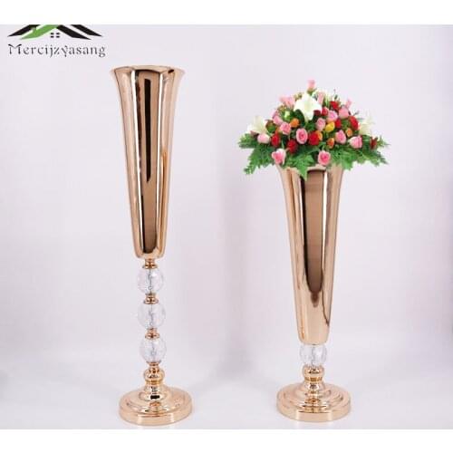 10PCS Floor/Tabletop/Flowers Vase Metal Wedding Flower Vase/Stand Table/Wedding Centerpieces Gold Vases For Party Decoration G18