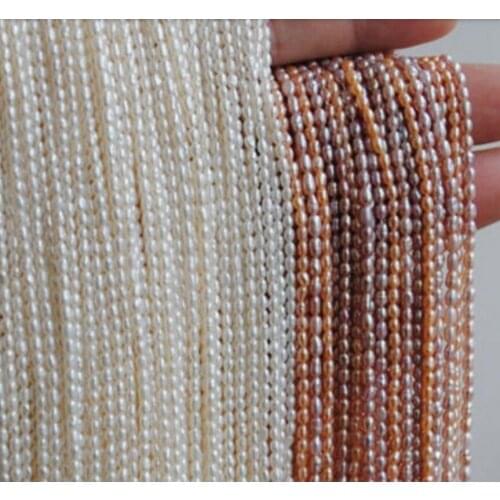 Free Shipping Top Real pearl Small Rice Bead 2-3mm Natural pearl 35cm Strand White Loose Beads