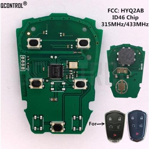 QCONTROL Car Remote Key Circuit Board for Cadillac SRX/ATS/XTS/XTS-L/CTS/XT5 Escalade ESV FCC: HYQ2AB 315MHz / 433MHz 46 chip