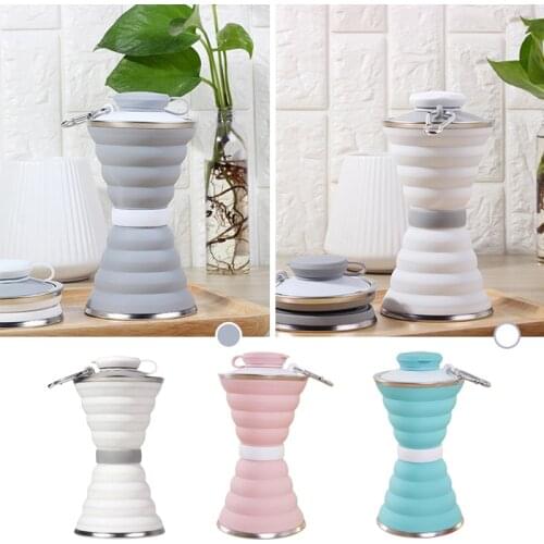 Silicone Folding Cup Outdoor Ultra-thin Portable Telescopic Drinking Water Bottle for Travel Camping JS22