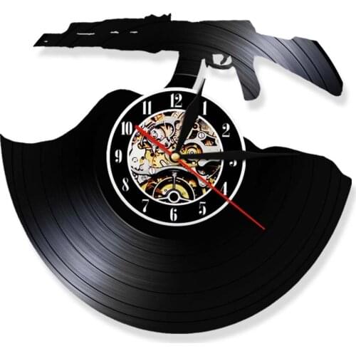 Bullet Time 3D Silhouette LED Wall Clock Weapon Gun Vinyl Record Wall Clock Modern Design Home Decor Handmade Gift For Soldier