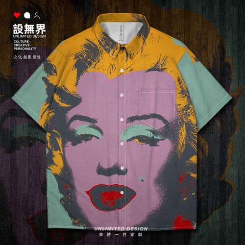 World famous paintings Marilyn diptych Painting Hand Painted Hand Short-Sleeved shirt Short Sleeve clothing new Summer Clothes