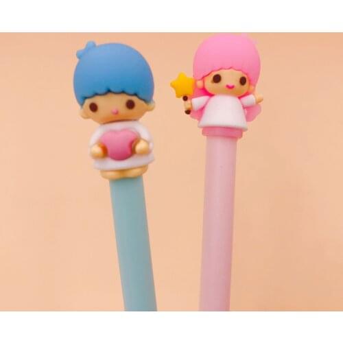 2pcs Gel Pens Kawai Love Twins black gel-ink Pen Student pens for writing Cute stationery office school supplies 0.5mm