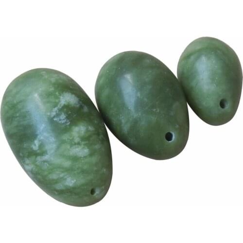 3pcs/set Dilled Natural Green Yoni Jade Egg Ben Wa Ball For Women Kegel Exercise Tightening Vaginal Muscle Stimulator Body Care