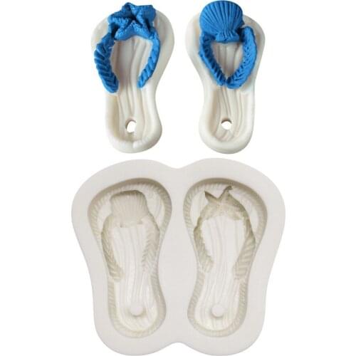 Flip-flops Beach Shoes Shape Chocolate Mold Gypsum Mold Silicone Mold Baking Supplies