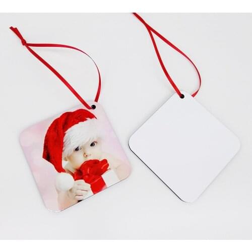 Mix Shape 50pcs/sublimation blank heat transfer printing Christmas decoration pendant ROUND square MDF two-sided printing tag