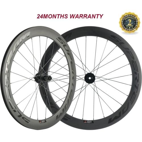 Superteam 60mm Carbon Disc Brake Wheelset Thru Axle/QR Road Bicycle Wheels