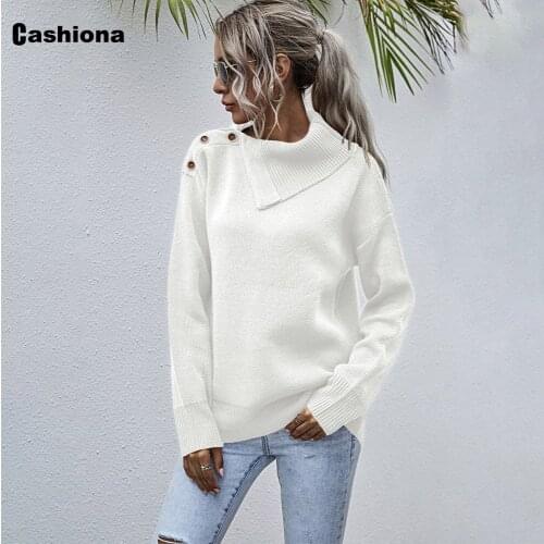 Fashion 2020 Women Sweater Autumn New Femme Irregular Collar Jumper Pullovers Knitted Sweaters Winter Warm Tops Womens Clothing