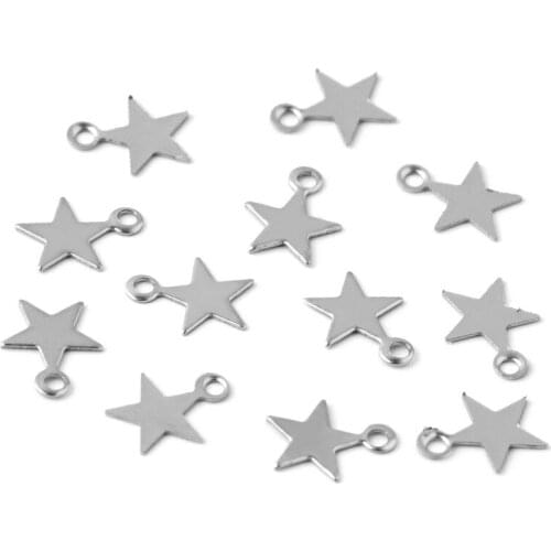 Stainless Steel Heart Star Shape Tiny Charms DIY Jewelry Findings for Necklace Bracelet Earrings Extender Chain Making NO Fade
