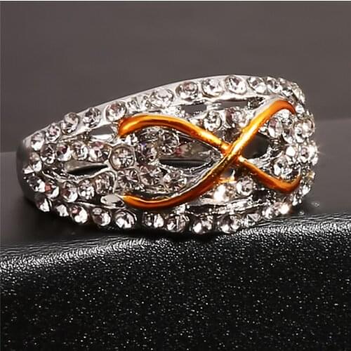 Rhinestone Hollow Ring For Women Wave Cubic Zirconia Ring For Women Female Fashion Popular Wedding Rings Girls Gift Rings Bague