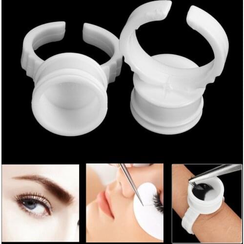100pcs Professional Microblading Accesories Pigment Glue Rings Plastic Tattoo Ink Holder Supplies Semi Permanent Tattoo Eyebrow