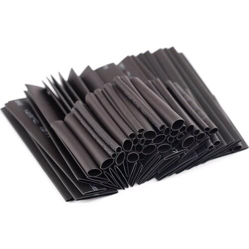 127PCS Black Heat Shrink Tubing Polyolefin 2:1 Insulated 7Sizes Shrinking Wrap Heat Shrinkable Wire Cable Sleeve Tubes Kit