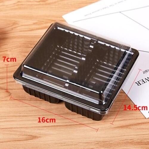 25pcs Net red square creative 2 grid cake pastry packaging box salad food favors plastic boxes biscuits cookies cup with lid