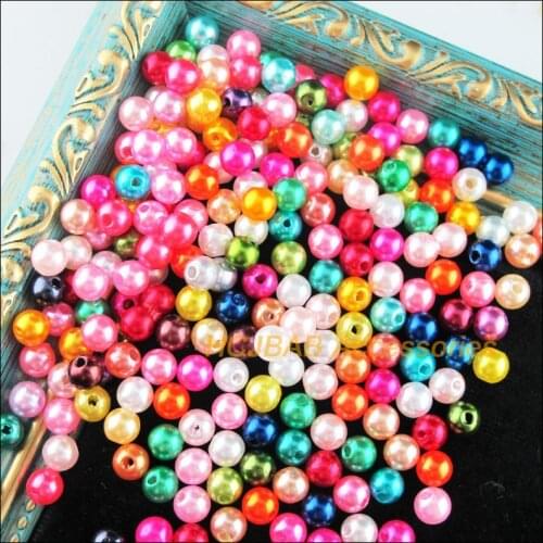 300 New Smooth Round Charms Acrylic ABS Spacer Beads Mixed Colors 6mm
