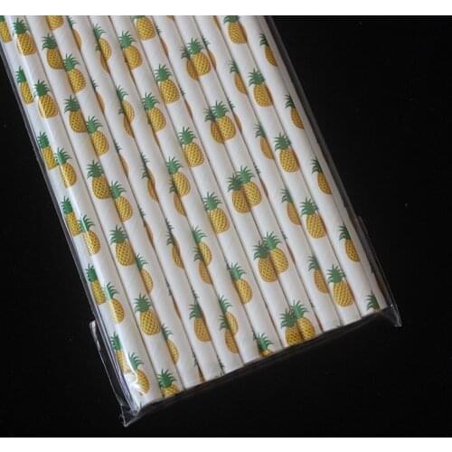 375 Pcs Fruits Pattern Hawaiian Tropical Beach Party Disposable Bar Drinking Paper Straw Decorating Birthday Wedding Halloween