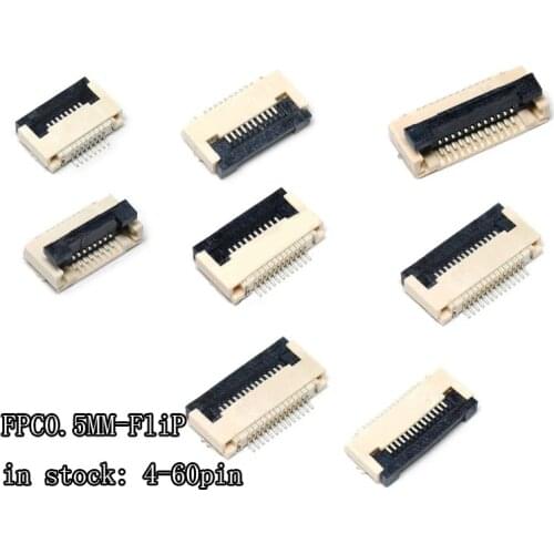 5pcs FPC Connector socket FFC 0.5MM Clamshell Bottom Contact Type 4P 6P 8P 10P 12P 14P 18P 20P 22P 24P 30P 32P 36P 40P 50P 60P