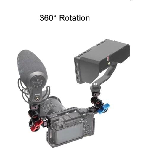 Magic Arm Mount Adapter Dual Ball Heads Quick Release Articulating 1/4" Screw Universal for MicrophoneCamera Monitor LPlate Cage