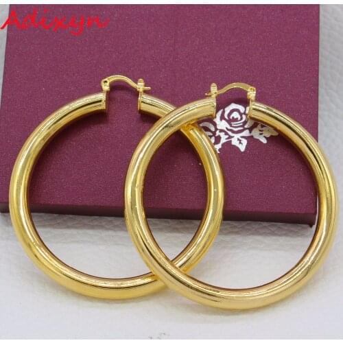 Adixyn African Hoop Earrings for Women Gold Color/Copper Round Earring Ethiopian Jewelry/Nigeria/Congo/Arab Gifts N01091