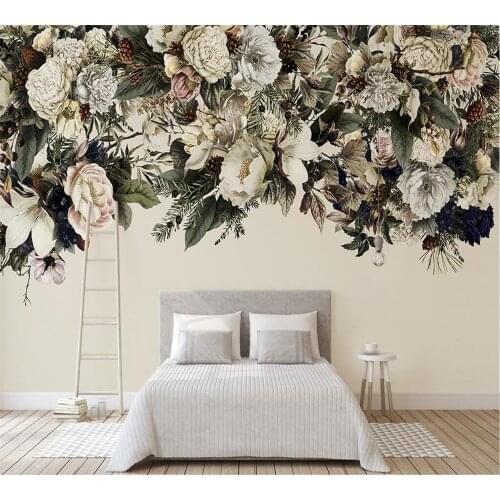 Beibehang Modern minimalist Nordic retro flowers American flower background wall custom living room bedroom wallpaper 3D mural