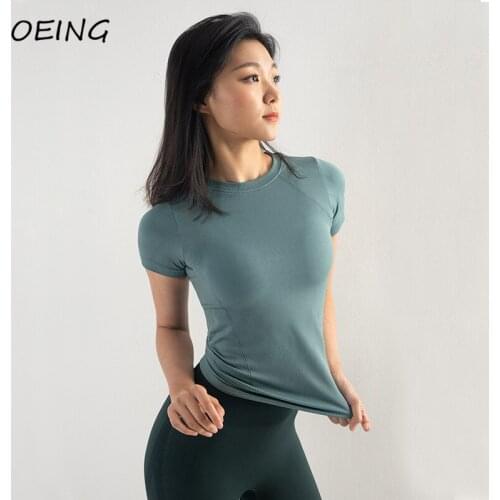 Seamless Fitness Yoga Shirts Short Sleeve Jogging Workout Tops Women Gym Clothes