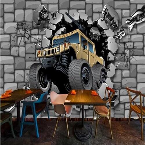 Milofi custom large 3D wallpaper mural retro brick wall tire car tooling background wallpaper mural
