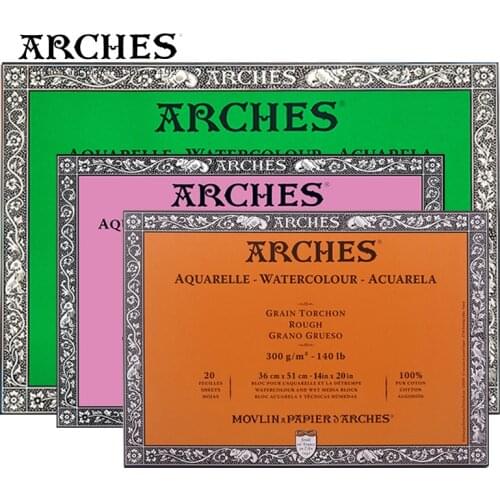 ARCHES Canson Watercolor Paper Cotton 300g Pro Artist Painting/Drawing Papers Fine Medium Coarse Grains 20Sheets Art Supplies