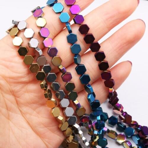 Fashion Natural Stone Beads Hematite Loose Hole Bead for Women Jewelry Making Necklace Bracelet Accessories 6x6mm